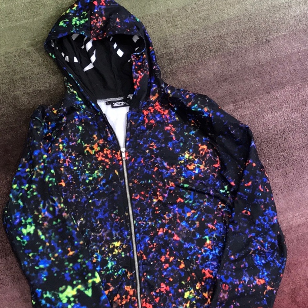 Rave hoodie.  Hand crafted festival  rave jacket.